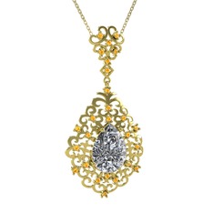 Dalila Kolye - Swarovski ve sitrin 14 ayar altın kolye (40 cm altın rolo zincir) #8jvzch