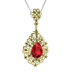 Dalila Kolye - Garnet ve peridot 18 ayar altın kolye (40 cm beyaz altın rolo zincir) #a1e87u