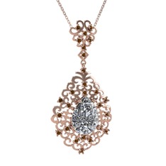 Dalila Kolye - Swarovski ve dumanlı kuvars 14 ayar rose altın kolye (40 cm rose altın rolo zincir) #aol7eh