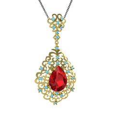 Dalila Kolye - Garnet ve akuamarin 14 ayar altın kolye (40 cm gümüş rolo zincir) #c95fuh