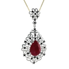 Dalila Kolye - Kök yakut ve siyah zirkon 925 ayar gümüş kolye (40 cm gümüş rolo zincir) #elou0c