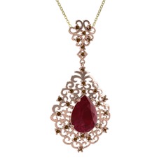 Dalila Kolye - Kök yakut ve dumanlı kuvars 8 ayar rose altın kolye (40 cm gümüş rolo zincir) #fyrifu