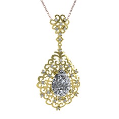 Swarovski ve pırlanta 18 ayar altın kolye (0.52 karat, 40 cm rose altın rolo zincir)
