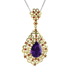 Dalila Kolye - Ametist ve garnet 14 ayar altın kolye (40 cm beyaz altın rolo zincir) #j77l3o