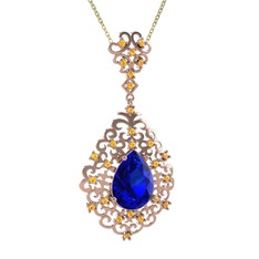 Dalila Kolye - Lab safir ve sitrin 18 ayar rose altın kolye (40 cm gümüş rolo zincir) #kbtcsv