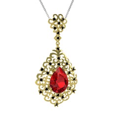 Dalila Kolye - Garnet ve siyah zirkon 8 ayar altın kolye (40 cm beyaz altın rolo zincir) #lom4bo