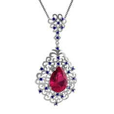 Dalila Kolye - Rodolit garnet ve lab safir 18 ayar beyaz altın kolye (40 cm gümüş rolo zincir) #pv0jsj