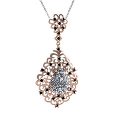 Dalila Kolye - Swarovski ve siyah zirkon 14 ayar rose altın kolye (40 cm beyaz altın rolo zincir) #qmo4nh