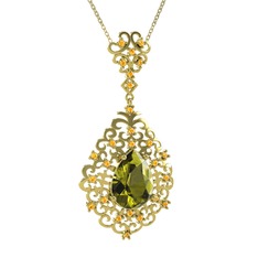 Dalila Kolye - Peridot ve sitrin 14 ayar altın kolye (40 cm altın rolo zincir) #qxsyeh