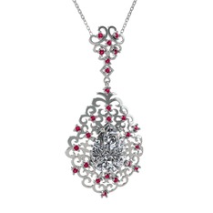 Dalila Kolye - Swarovski ve rodolit garnet 925 ayar gümüş kolye (40 cm beyaz altın rolo zincir) #s39al0