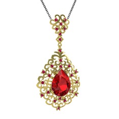 Garnet ve rodolit garnet 18 ayar altın kolye (40 cm gümüş rolo zincir)