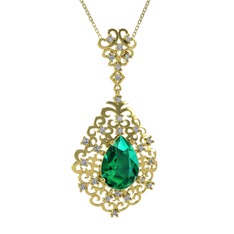 Dalila Kolye - Yeşil kuvars ve swarovski 925 ayar altın kaplama gümüş kolye (40 cm altın rolo zincir) #w6kdmi