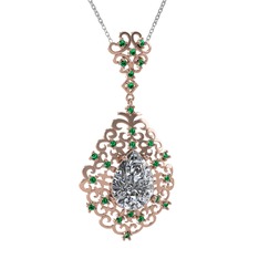Dalila Kolye - Swarovski ve yeşil kuvars 8 ayar rose altın kolye (40 cm beyaz altın rolo zincir) #yde8bi