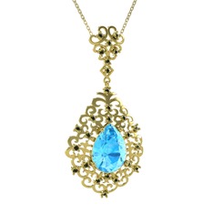 Dalila Kolye - Akuamarin ve peridot 14 ayar altın kolye (40 cm altın rolo zincir) #yhs0mp
