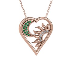 Yeşil kuvars ve swarovski 14 ayar rose altın kolye (40 cm rose altın rolo zincir)