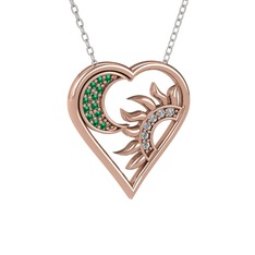 Yeşil kuvars ve swarovski 8 ayar rose altın kolye (40 cm beyaz altın rolo zincir)