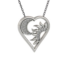 Ay ve Güneş Kalp Kolye - Swarovski 925 ayar gümüş kolye (40 cm gümüş rolo zincir) #1sm0b2o