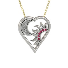 Swarovski ve rodolit garnet 8 ayar beyaz altın kolye (40 cm altın rolo zincir)