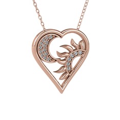 Beyaz zirkon ve swarovski 14 ayar rose altın kolye (40 cm rose altın rolo zincir)