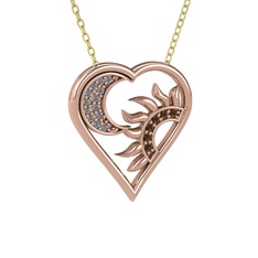 Pırlanta ve dumanlı kuvars 8 ayar rose altın kolye (0.1144 karat, 40 cm altın rolo zincir)
