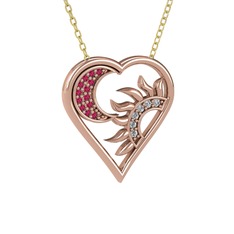 Rodolit garnet ve swarovski 8 ayar rose altın kolye (40 cm altın rolo zincir)