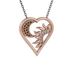 Dumanlı kuvars ve swarovski 18 ayar rose altın kolye (40 cm gümüş rolo zincir)