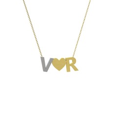 Kalpli Harf Kolye - 18 ayar beyaz altın kolye (40 cm altın rolo zincir) #133gsyc