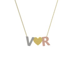 Kalpli Harf Kolye - 925 ayar gümüş kolye (40 cm altın rolo zincir) #174h78t