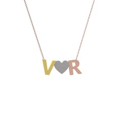 Kalpli Harf Kolye - 925 ayar altın kaplama gümüş kolye (40 cm rose altın rolo zincir) #1dzix7l