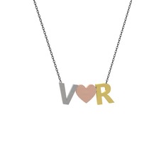 Kalpli Harf Kolye - 14 ayar beyaz altın kolye (40 cm gümüş rolo zincir) #1iqu8qe