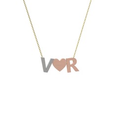 Kalpli Harf Kolye - 14 ayar beyaz altın kolye (40 cm altın rolo zincir) #1mxdfg8