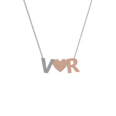 Kalpli Harf Kolye - 18 ayar beyaz altın kolye (40 cm beyaz altın rolo zincir) #1n06h1b