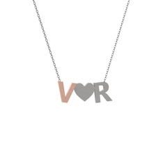 Kalpli Harf Kolye - 14 ayar rose altın kolye (40 cm beyaz altın rolo zincir) #2czxe7