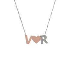 Kalpli Harf Kolye - 8 ayar rose altın kolye (40 cm gümüş rolo zincir) #j6e3rl