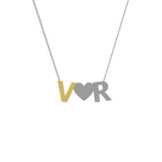 Kalpli Harf Kolye - 925 ayar altın kaplama gümüş kolye (40 cm rose altın rolo zincir) #m3a6d9