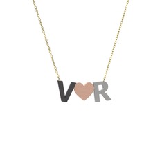 925 ayar siyah rodyum kaplama gümüş kolye (40 cm altın rolo zincir)