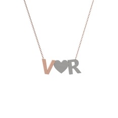 Kalpli Harf Kolye - 8 ayar rose altın kolye (40 cm rose altın rolo zincir) #pe3zq7