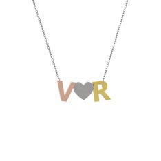 Kalpli Harf Kolye - 14 ayar rose altın kolye (40 cm beyaz altın rolo zincir) #wfk4d0