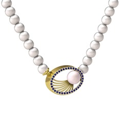 Misha İnci Kolye - Pembe inci, inci ve lab safir 14 ayar altın kolye #12fhnda