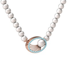 Misha İnci Kolye - Inci ve akuamarin 925 ayar rose altın kaplama gümüş kolye #14sycbe