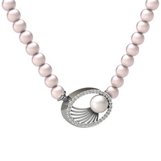 Misha İnci Kolye - Inci, pembe inci ve swarovski 8 ayar beyaz altın kolye #165rmcw