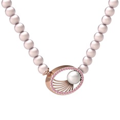 Misha İnci Kolye - Inci, pembe inci ve pembe kuvars 8 ayar rose altın kolye #1a70nob