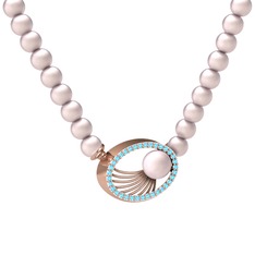 Misha İnci Kolye - Pembe inci ve akuamarin 925 ayar rose altın kaplama gümüş kolye #1d1m8tk