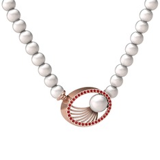 Misha İnci Kolye - Inci ve garnet 925 ayar rose altın kaplama gümüş kolye #1ddky08