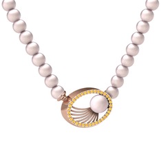 Misha İnci Kolye - Pembe inci ve sitrin 925 ayar rose altın kaplama gümüş kolye #1ejpa94