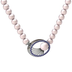 Misha İnci Kolye - Pembe inci ve lab safir 18 ayar beyaz altın kolye #1f6vauj