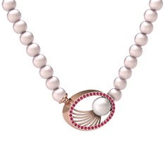 Misha İnci Kolye - Inci, pembe inci ve rodolit garnet 8 ayar rose altın kolye #1h6hofw