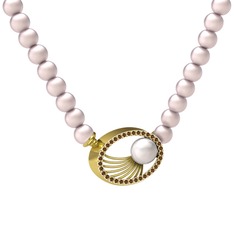 Misha İnci Kolye - Inci, pembe inci ve dumanlı kuvars 14 ayar altın kolye #1ha3xv8