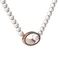 Misha İnci Kolye - Inci ve siyah zirkon 925 ayar rose altın kaplama gümüş kolye #1ht17e7