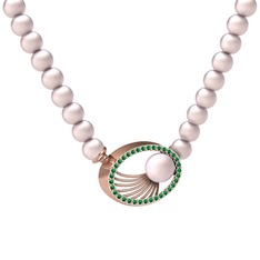 Pembe inci ve yeşil kuvars 18 ayar rose altın kolye